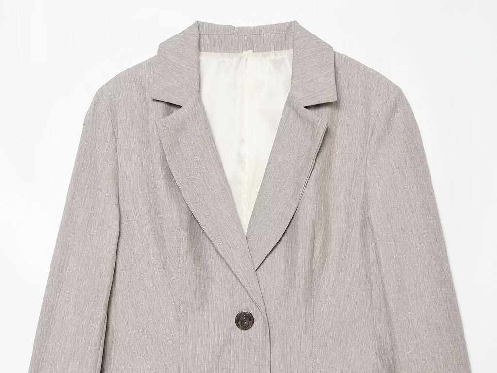 set woman 2 pieces casual linen blend pleated Blazer Coat +Pants