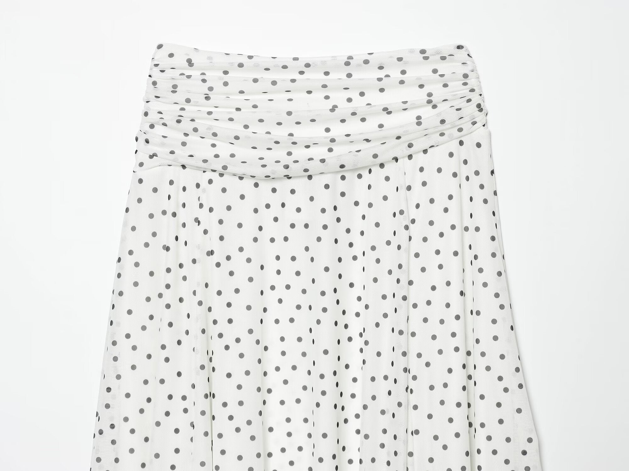 Women's pleated waist polka dot MIDI skirt