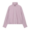 Women's pleated design stand collar zipper Coat