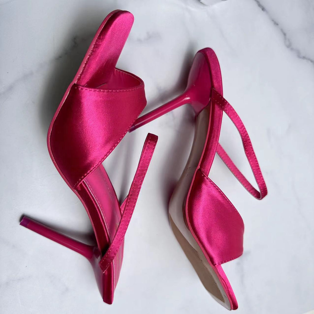Women's New Fashion Joker Slim Square Toe Sexy Stiletto Sandals with High Heels.