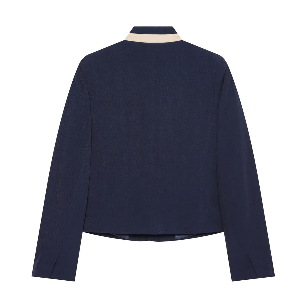 Women's contrasting collar buttoned Blazer Coat