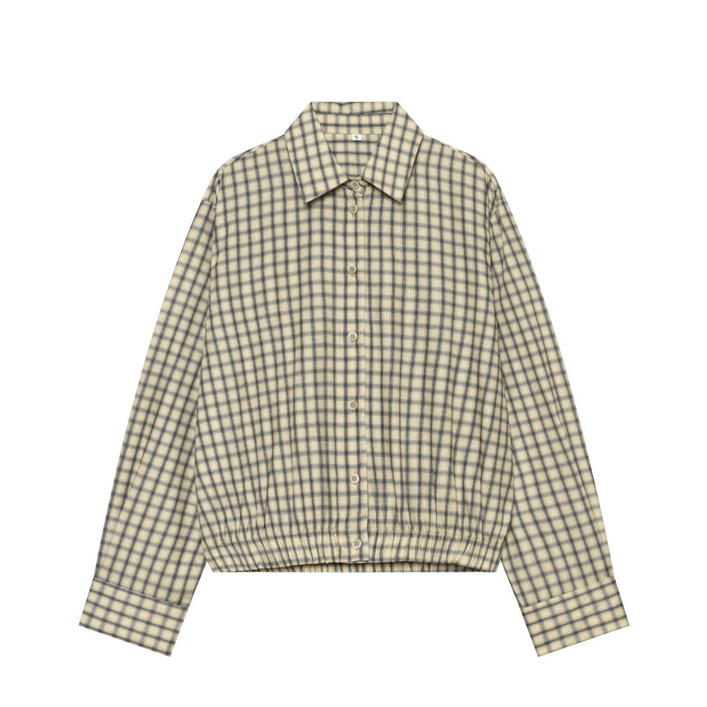 Women's casual plaid puffy shirt