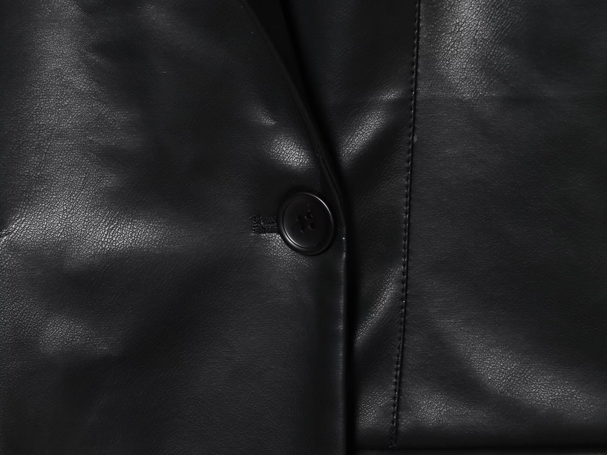 Women's new fashion black slim faux leather effect suit Coat