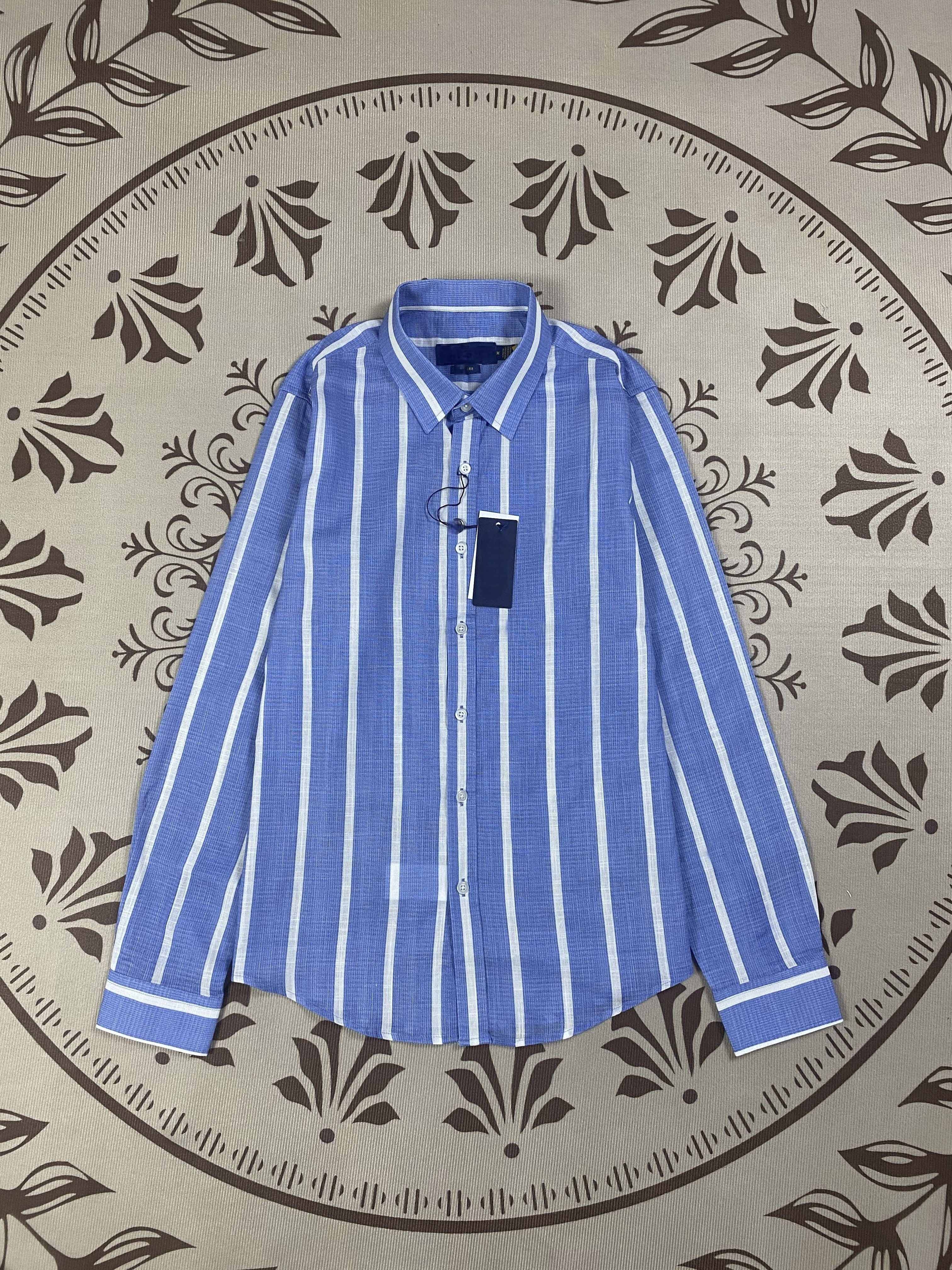 Women's new fashion Joker embroidered slub cotton striped lapel loose long sleeve shirt top.