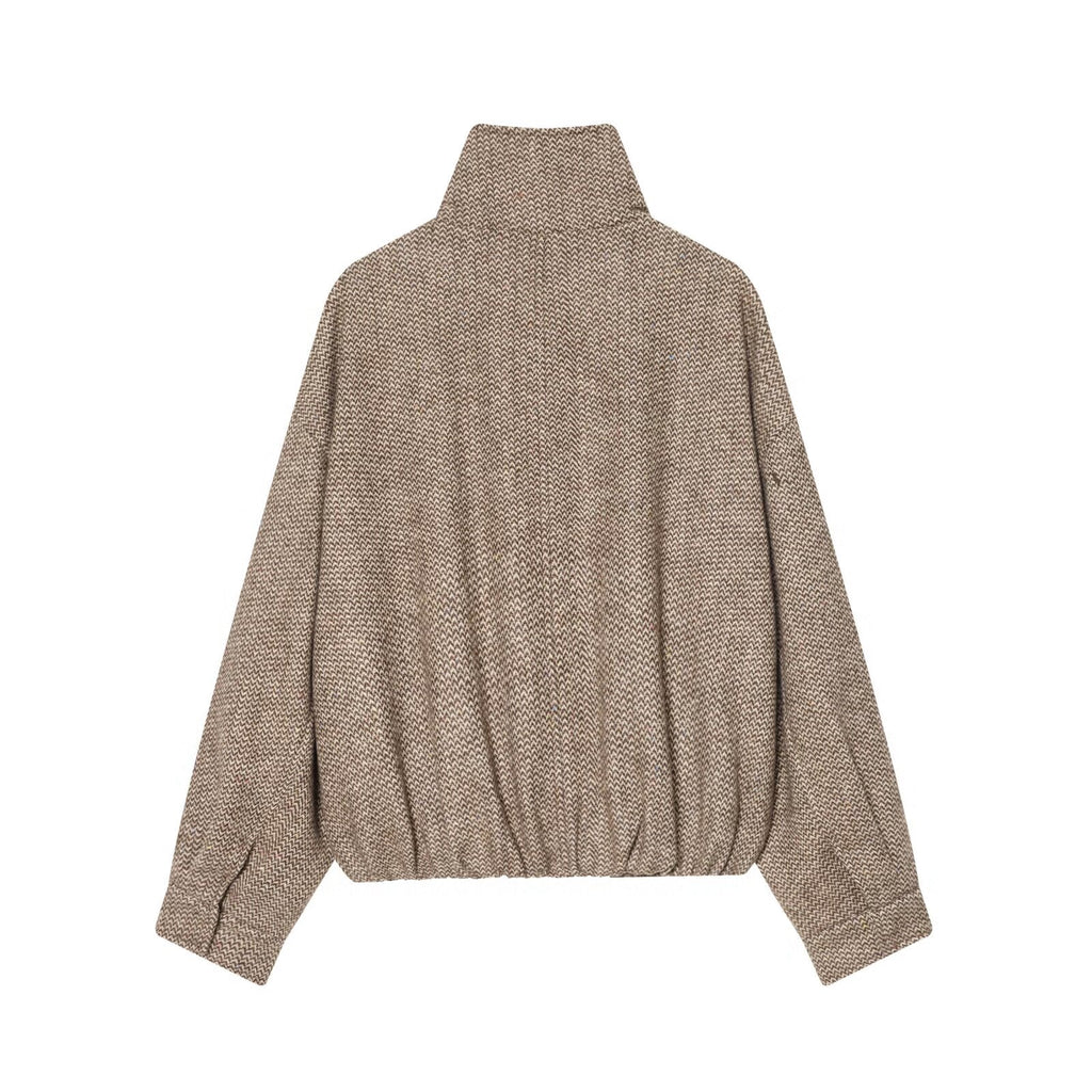 suit Women's 2 pieces standing collar herringbone diagonal jacket Coat +Skirts
