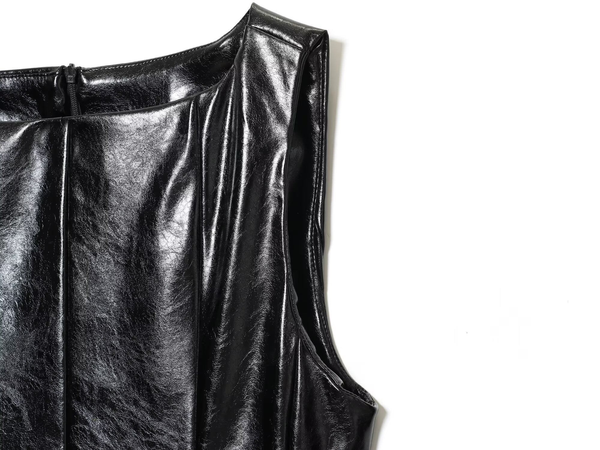Women's new with Belt sleeveless faux leather effect vest top