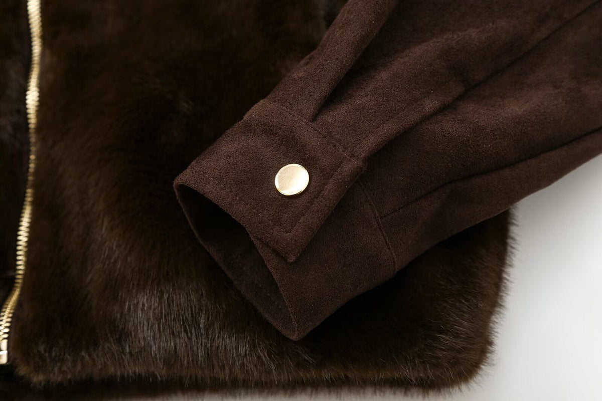Women's patchwork faux fur effect jacket Coat