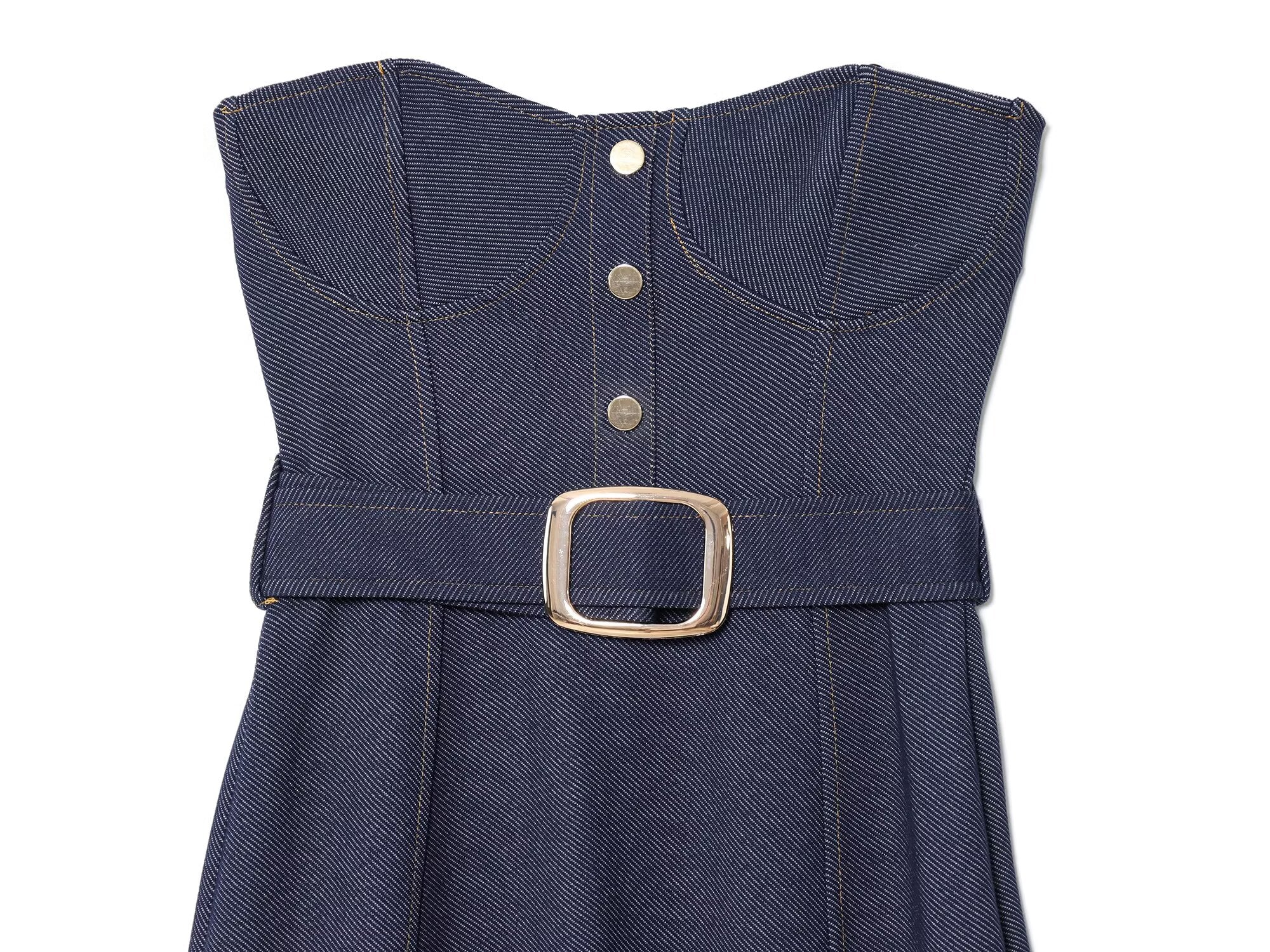 Women's new fashion with Belt sleeveless strapless MIDI dress
