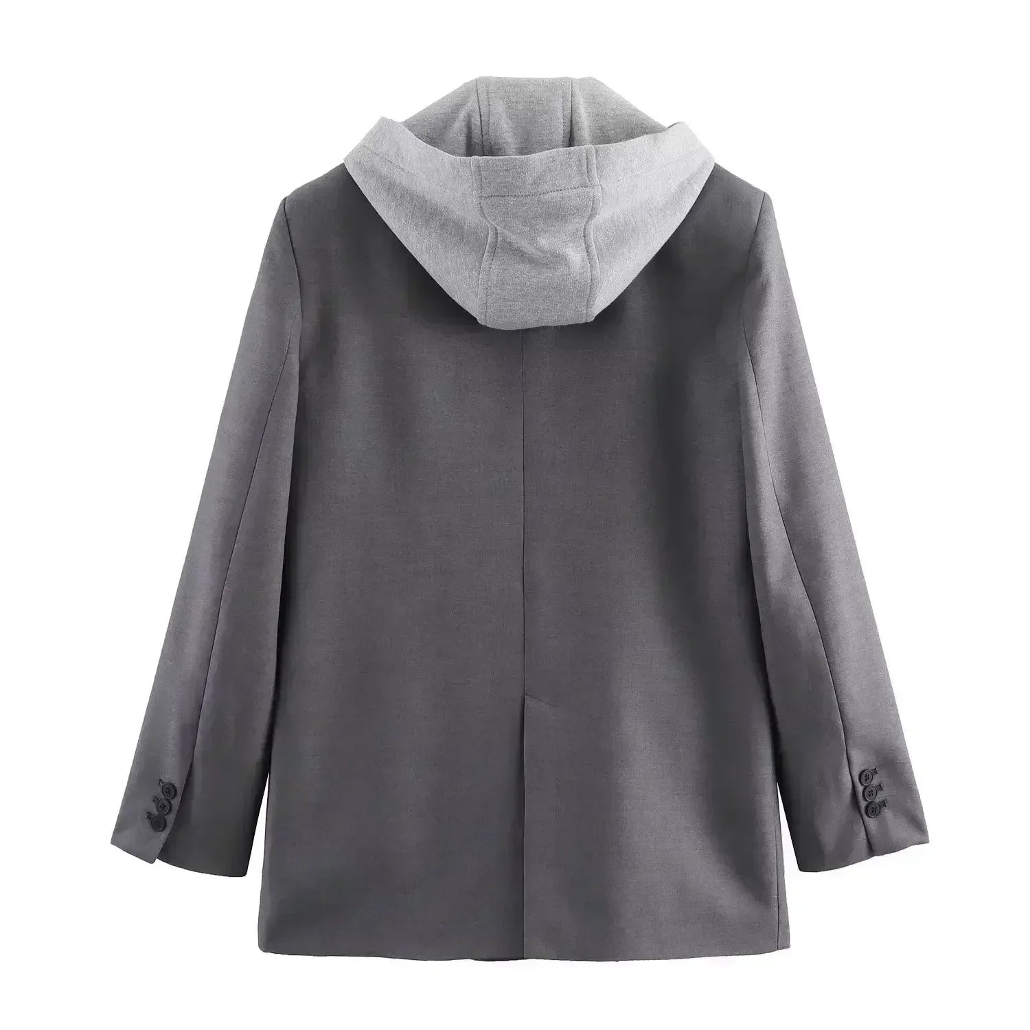 Women New Fashion Flip decoration Hooded splicing Single breasted casual Blazer Coat Vintage Long Sleeve Female Outerwear