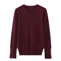 Women's new fashion gold button decoration casual versatile basic style knitted top retro long sleeved women's pullover chic top
