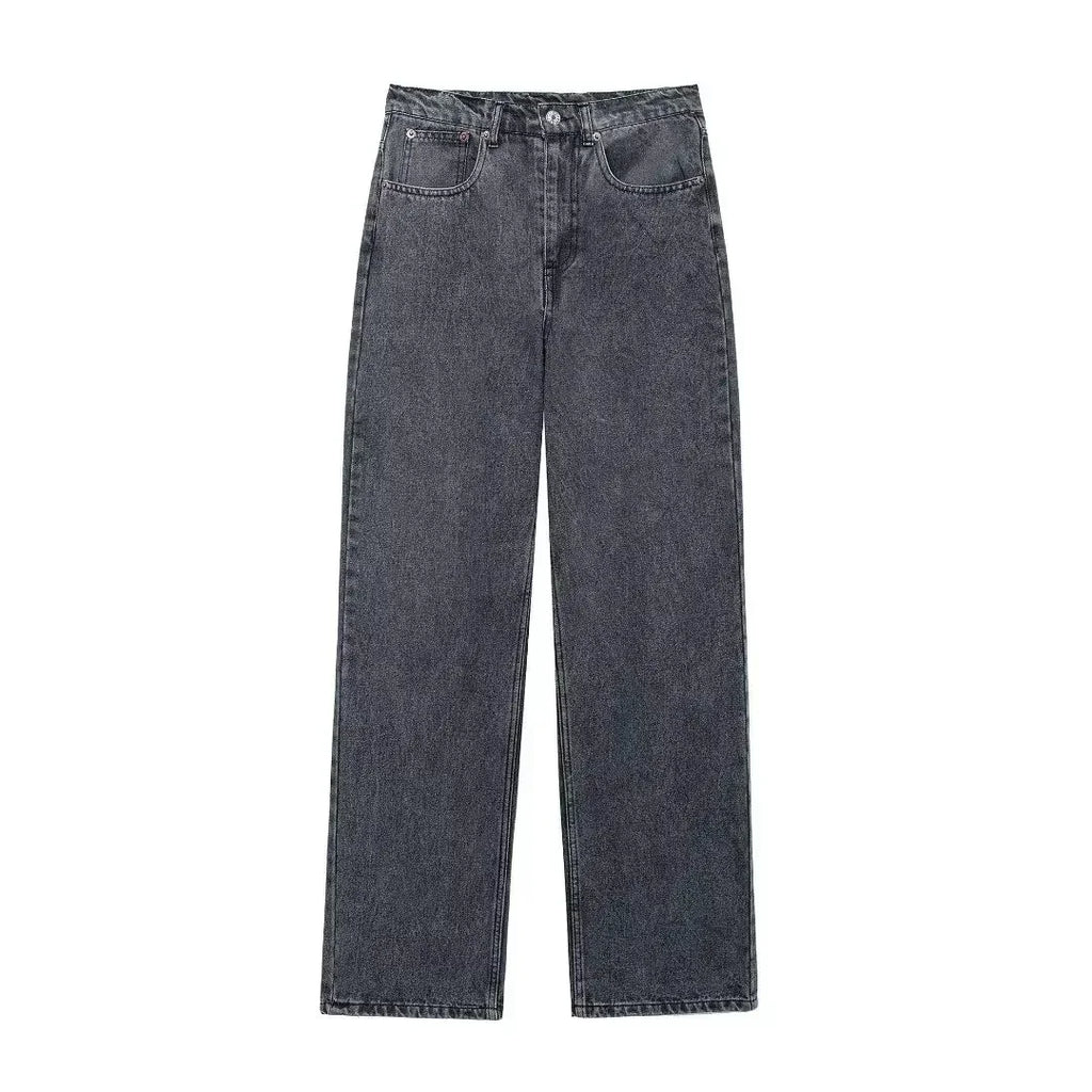 Women's 2024 New Fashion Hole Decoration Loose Side Pocket Casual Jeans Retro High Waist Zipper Women's Denim Pants Mujer