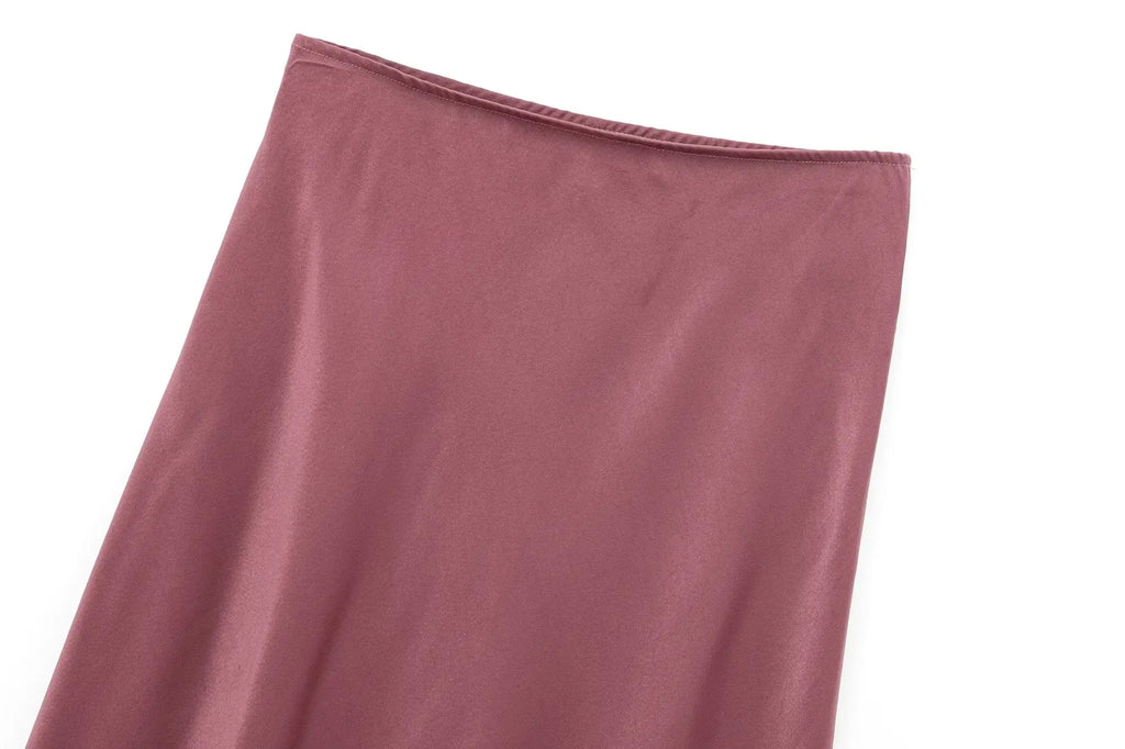 Women's new Chic fashion multi-color slim casual satin texture asymmetric MIDI skirt retro elastic waist women's skirt Mujer