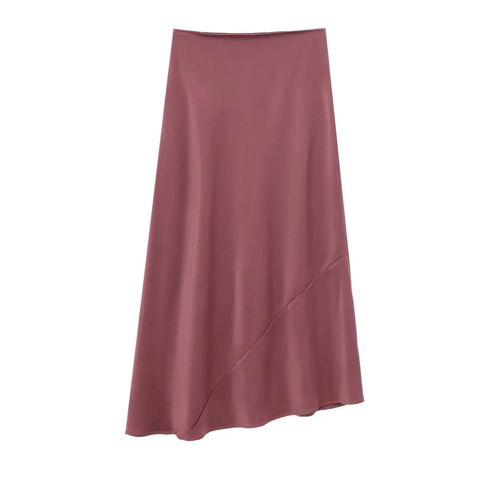 Women's new Chic fashion multi-color slim casual satin texture asymmetric MIDI skirt retro elastic waist women's skirt Mujer