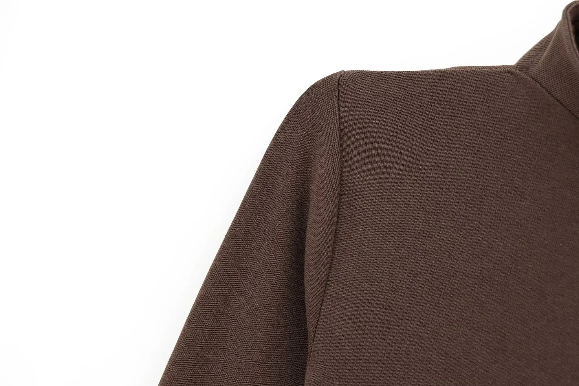 Women's new fashion elastic slim versatile cotton T-shirt top retro half high neck long sleeved women's pullover shirt chic top