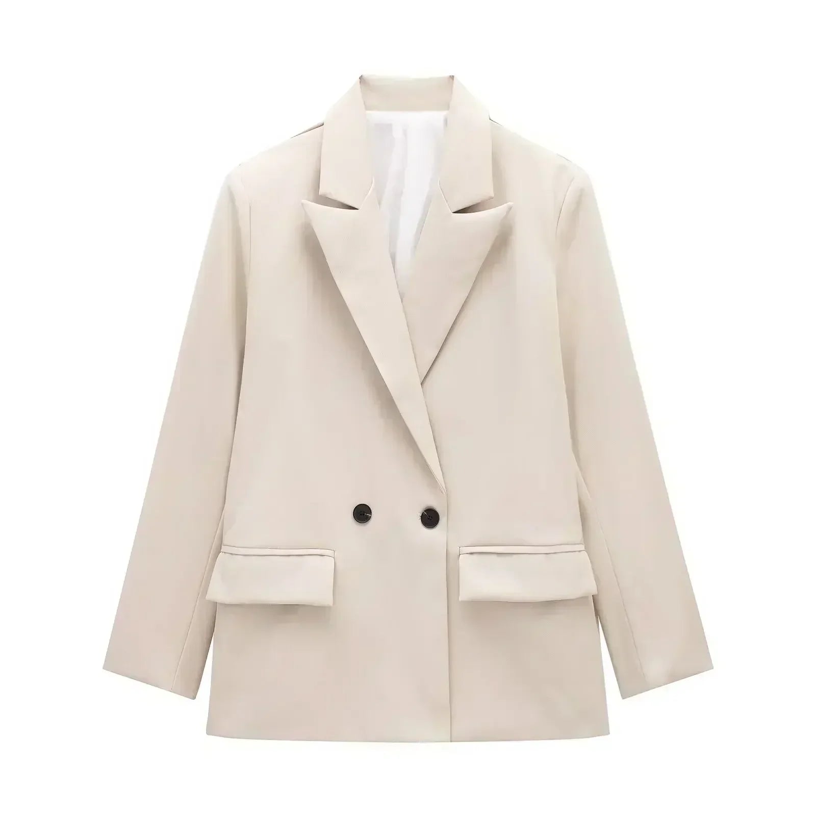 Women's New Fashion Flip Pocket Decoration Multi color Casual Double breasted Suit Coat Retro Long sleeved Women's Coat Chic Top