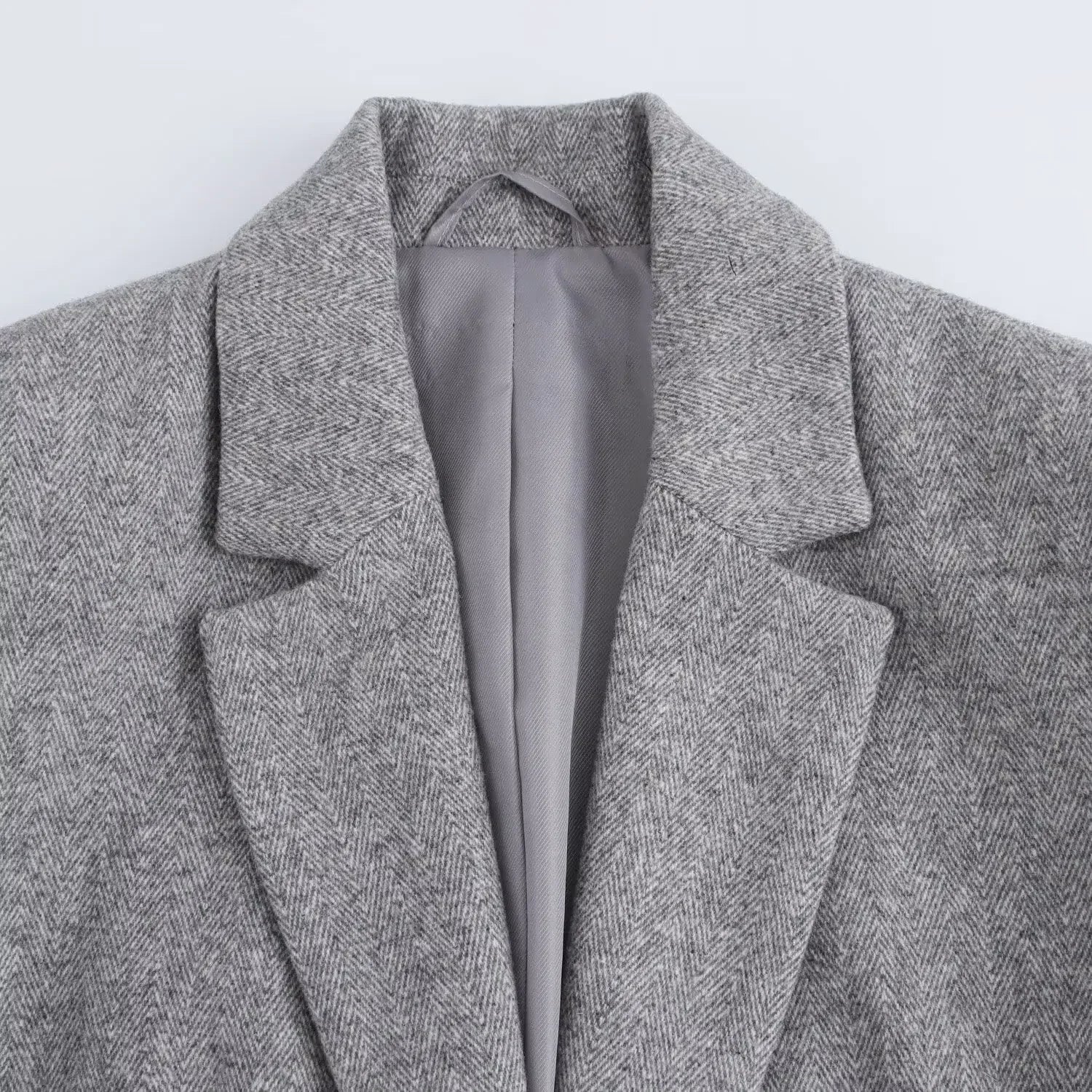 Women's New Fashion Flip Decoration Casual Single breasted Twill Woolen Blazer Coat Vintage Long sleeved Women's Coat Chic Top