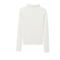 Women's new fashion elastic slim versatile cotton T-shirt top retro half high neck long sleeved women's pullover shirt chic top