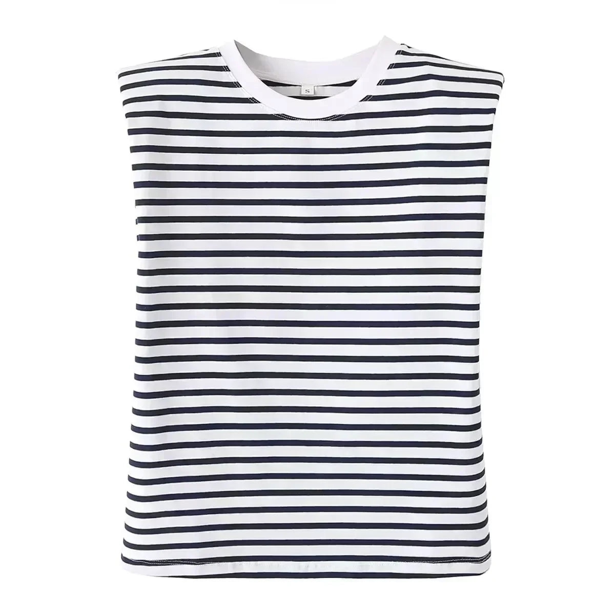 Women's New Fashion Shoulder Pad Decoration Short Multi Color Casual O Neck T-shirt Top Sleeveless Women's Tee Shirt Chic Top