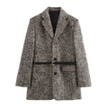 Ladies' new fashion with Belt flap pocket decoration loose striped suit coat retro long sleeved button up women's coat chic top