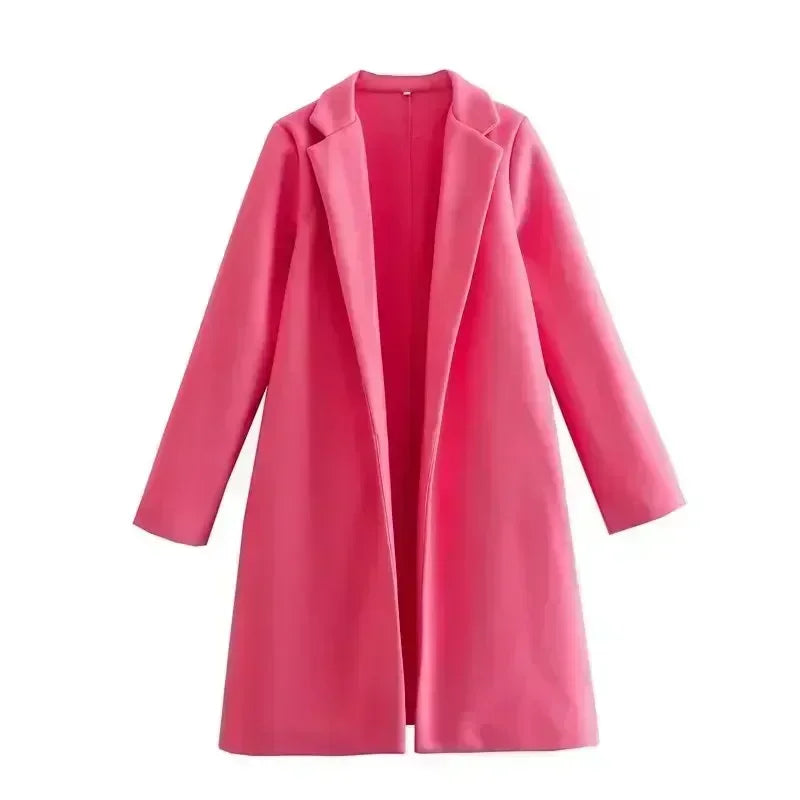 Women 2023 winter New Fashion Multi-Color Woolen Jacket Coat Vintage Long Sleeve Female Outerwear Chic Tops