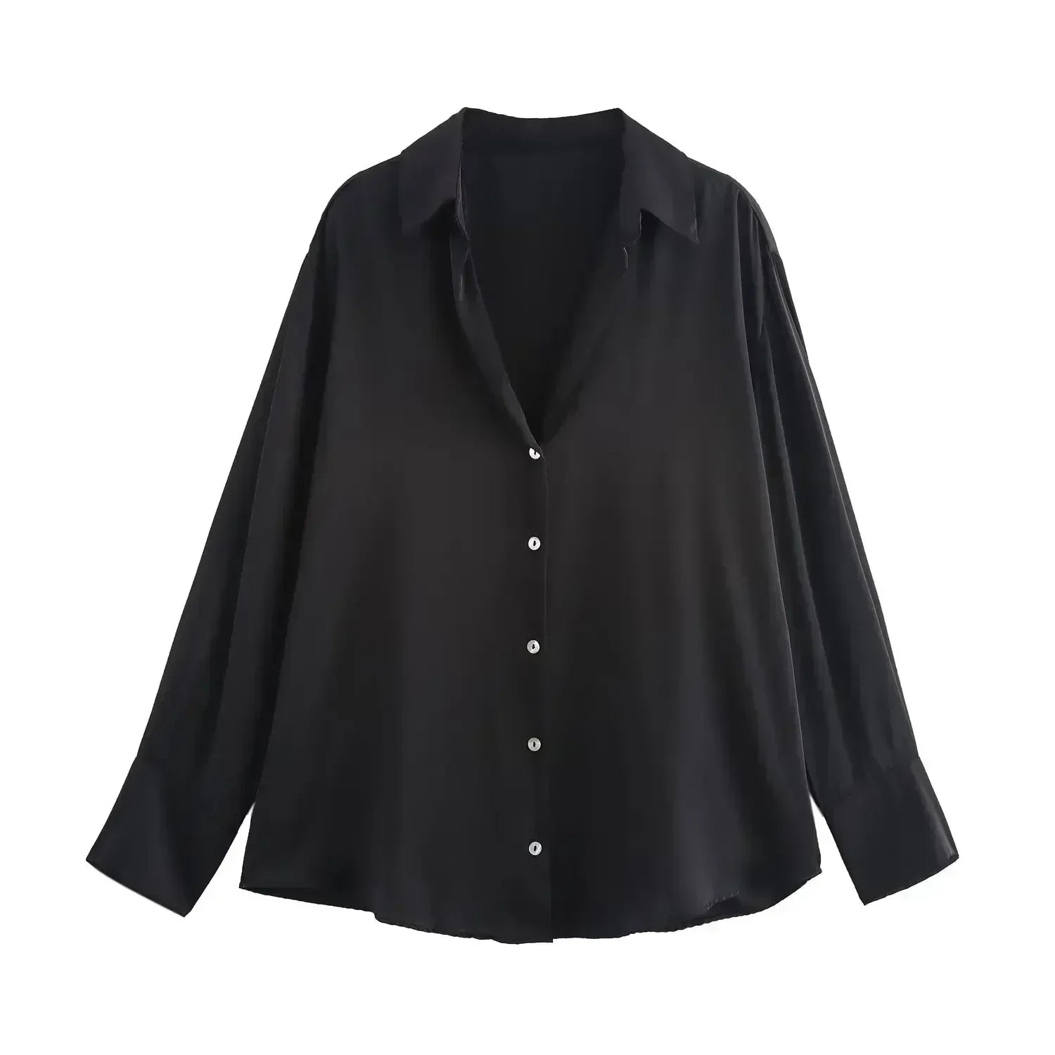 Women's new fashion loose printed striped shirt casual single breasted satin shirt retro long sleeved women's shirt chic top