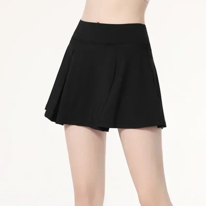 New Summer Sports Skirt Women's Tennis Anti-exposure Dry Pants Skirt Yoga Clothes Running Shorts Solid Color
