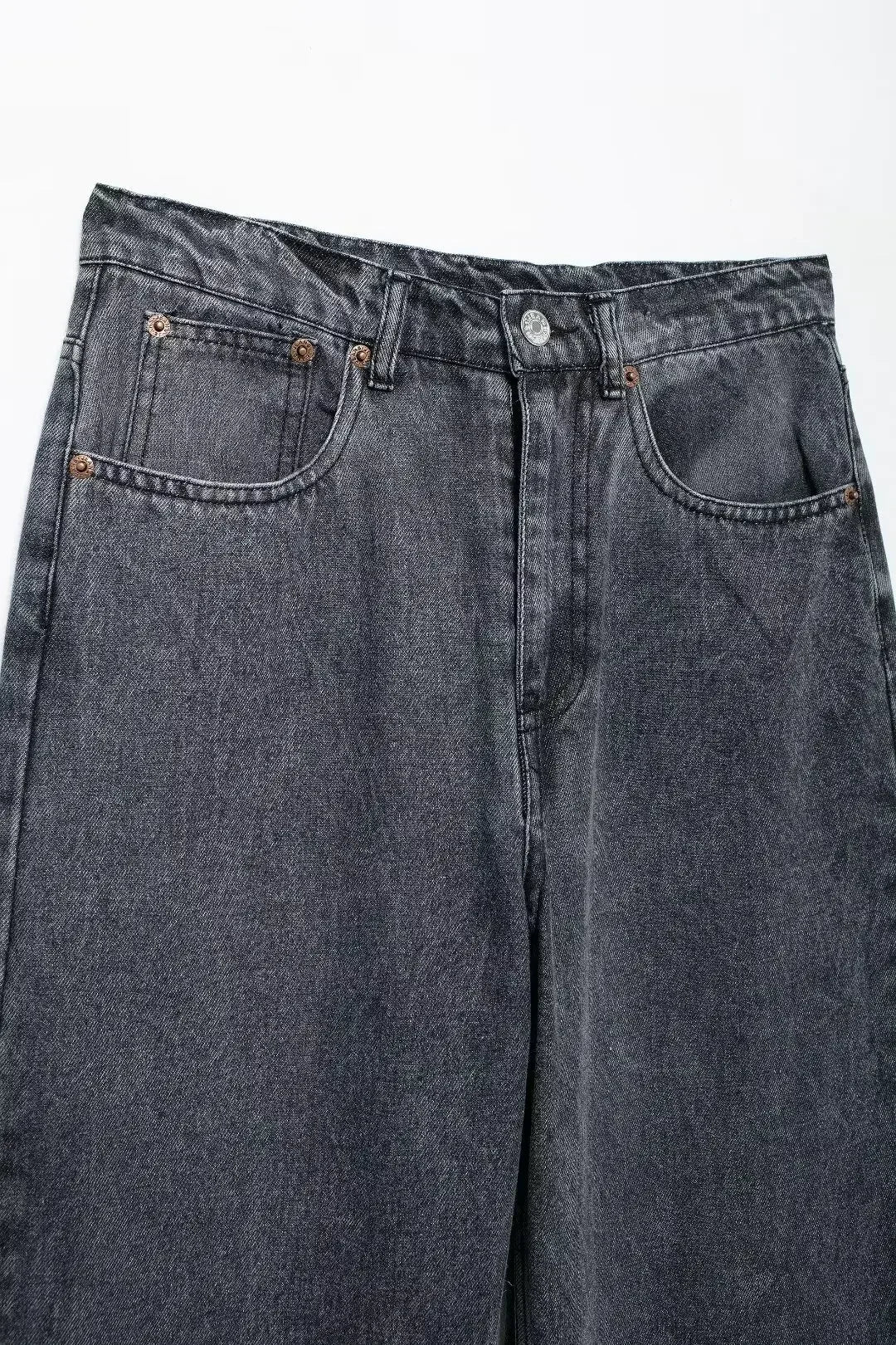 Women's 2024 New Fashion Hole Decoration Loose Side Pocket Casual Jeans Retro High Waist Zipper Women's Denim Pants Mujer