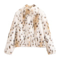 Women's new fashion artificial fur effect short warm print striped fleece coat retro long sleeved pocket women's coat chic top