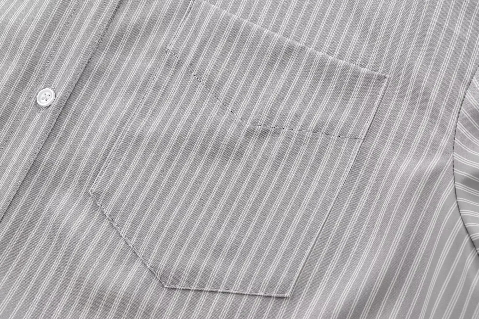 Women's new fashion pocket decoration asymmetrical shirt poplin striped shirt retro long sleeved button up Female shirt chic top