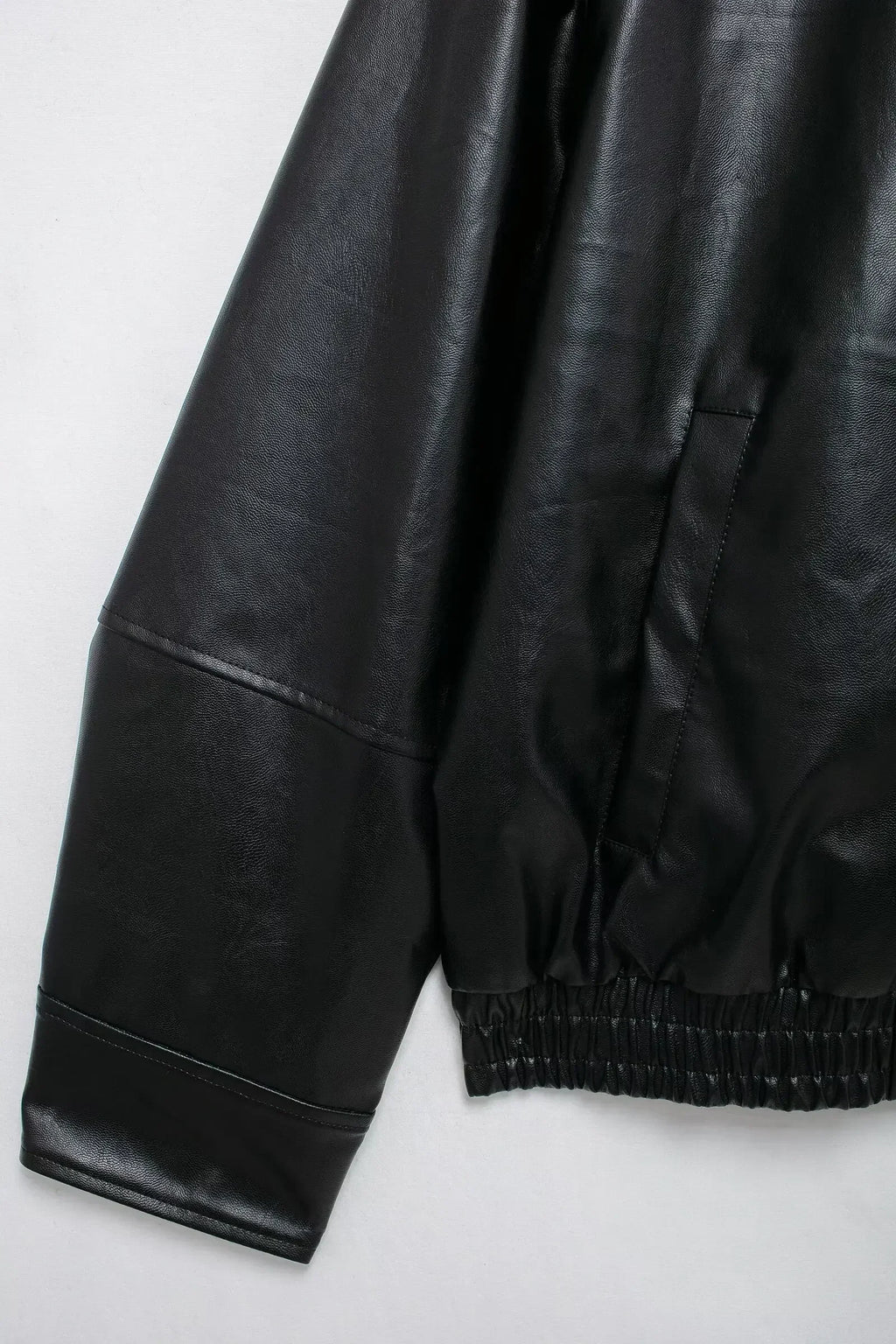 Women's 2024 New Fashion Casual Side Pocket Solid Lapel Faux Leather Jacket Coat Retro Long Sleeve Zipper Women's Coat Chic Top
