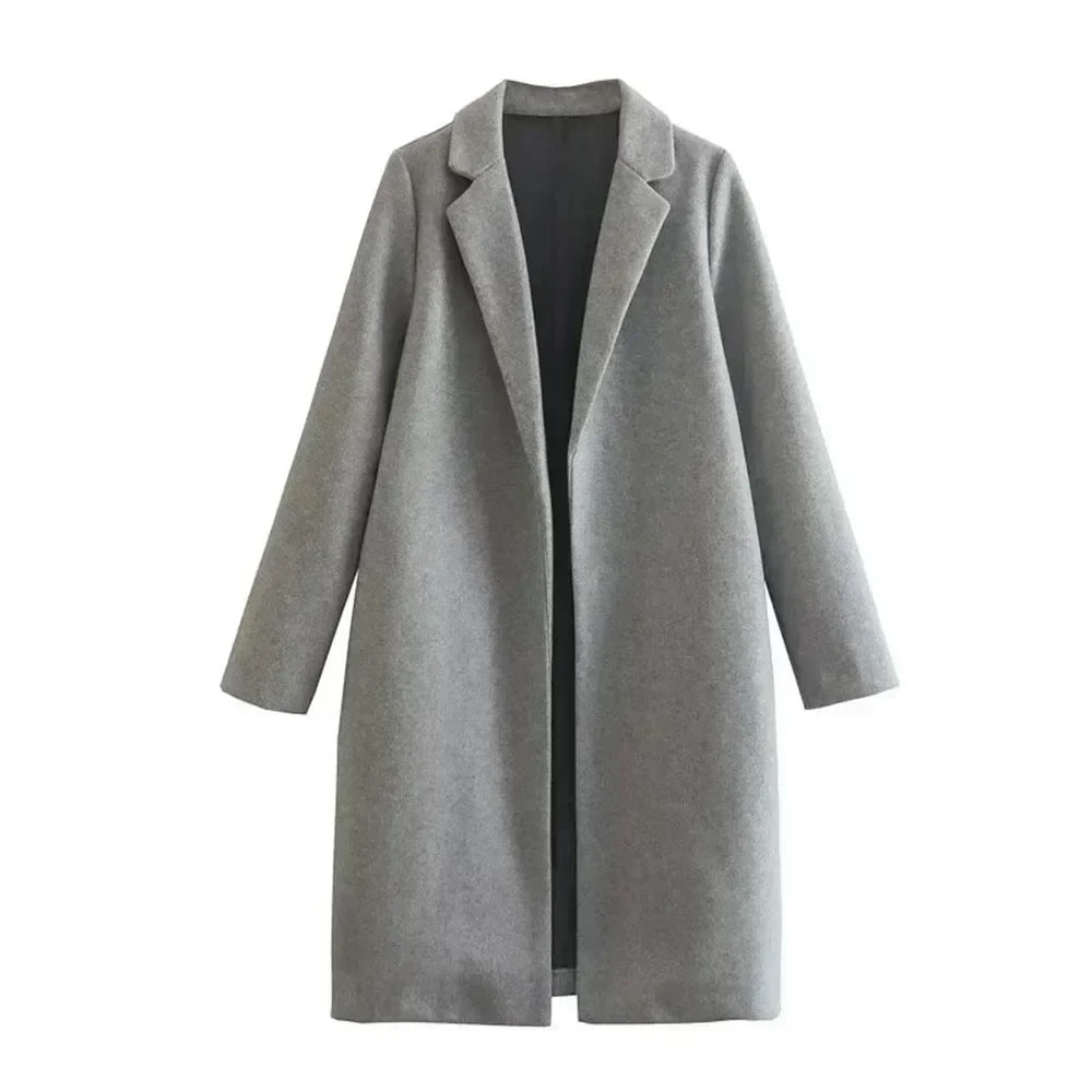 Women 2023 winter New Fashion Multi-Color Woolen Jacket Coat Vintage Long Sleeve Female Outerwear Chic Tops