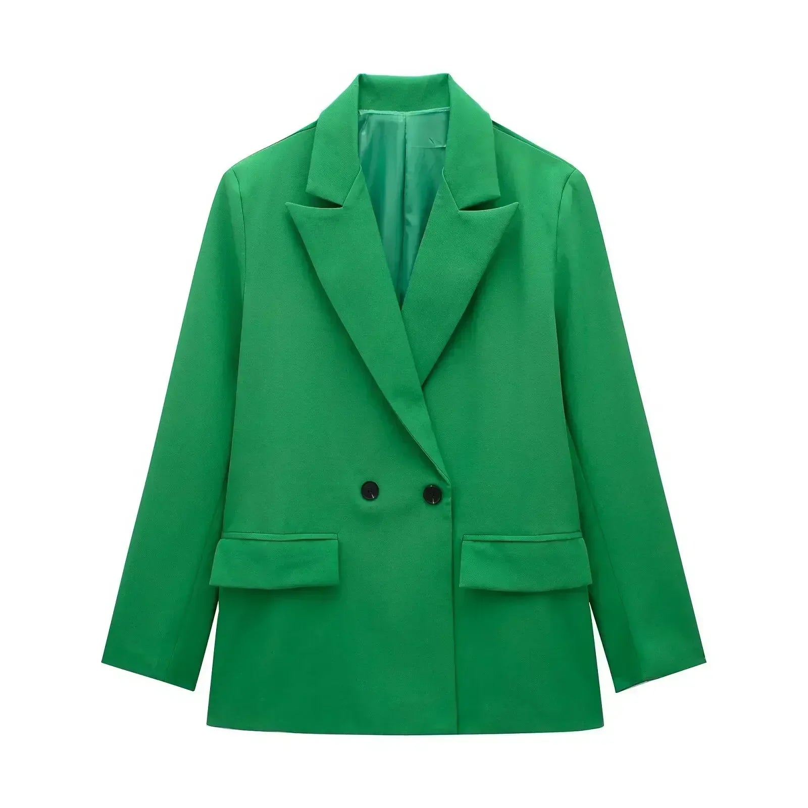 Women's New Fashion Flip Pocket Decoration Multi color Casual Double breasted Suit Coat Retro Long sleeved Women's Coat Chic Top