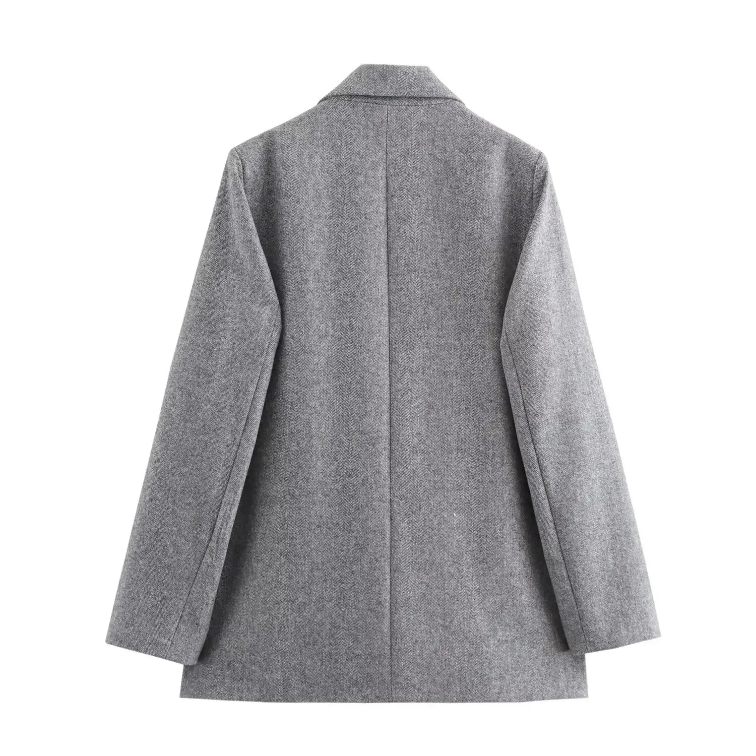 Women's New Fashion Flip Decoration Casual Single breasted Twill Woolen Blazer Coat Vintage Long sleeved Women's Coat Chic Top