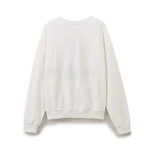 Ladies' new fashion embroidery decoration casual basic style O Neck Sweatshirts Vintage long sleeved women's pullover chic top