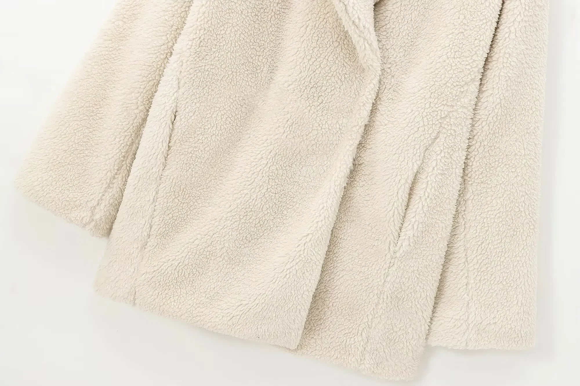 Women's Winter Fashion faux fur effect loose Side pockets warm woolen coat retro long sleeved button up women's coat chic top