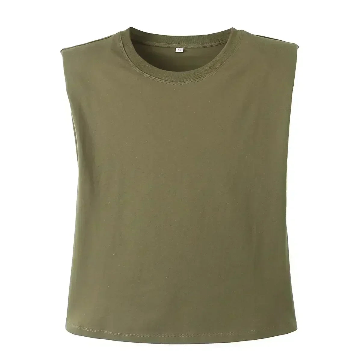 Women's New Fashion Shoulder Pad Decoration Short Multi Color Casual O Neck T-shirt Top Sleeveless Women's Tee Shirt Chic Top