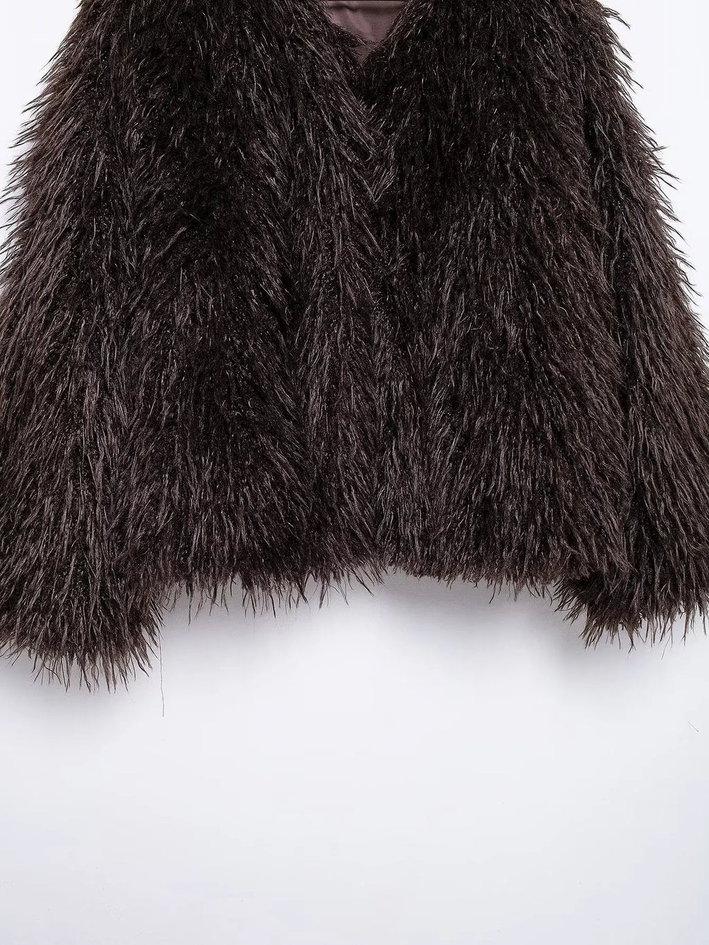 Women's winter Fashion loose faux fur effect warm V Neck Blended Coat retro long sleeved button up women's Coat Chic top