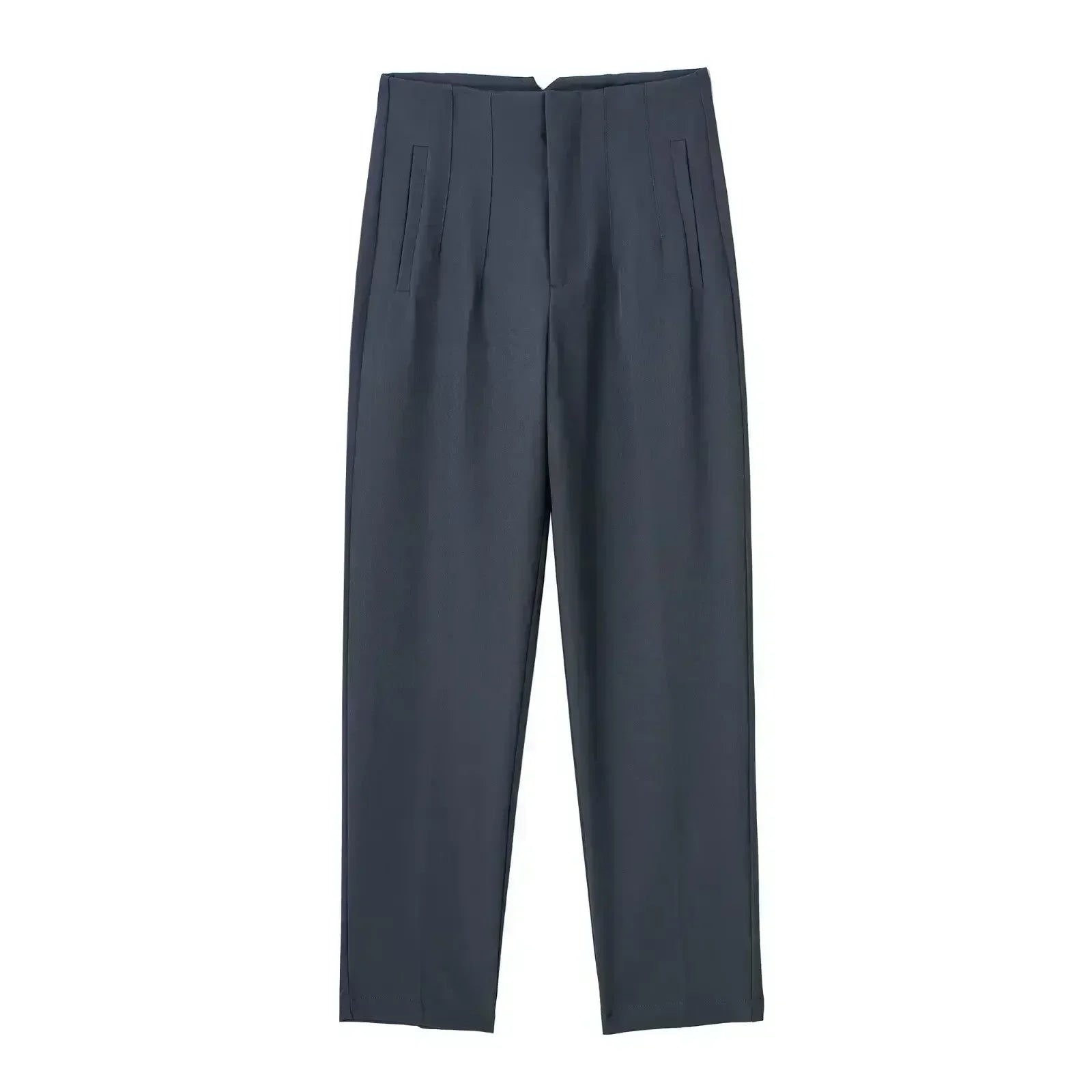 Women's Summer New Chic Fashion Side Pocket Decoration Casual Striped Pants Retro High Rope Zipper Women's Ankle Pants Mujer