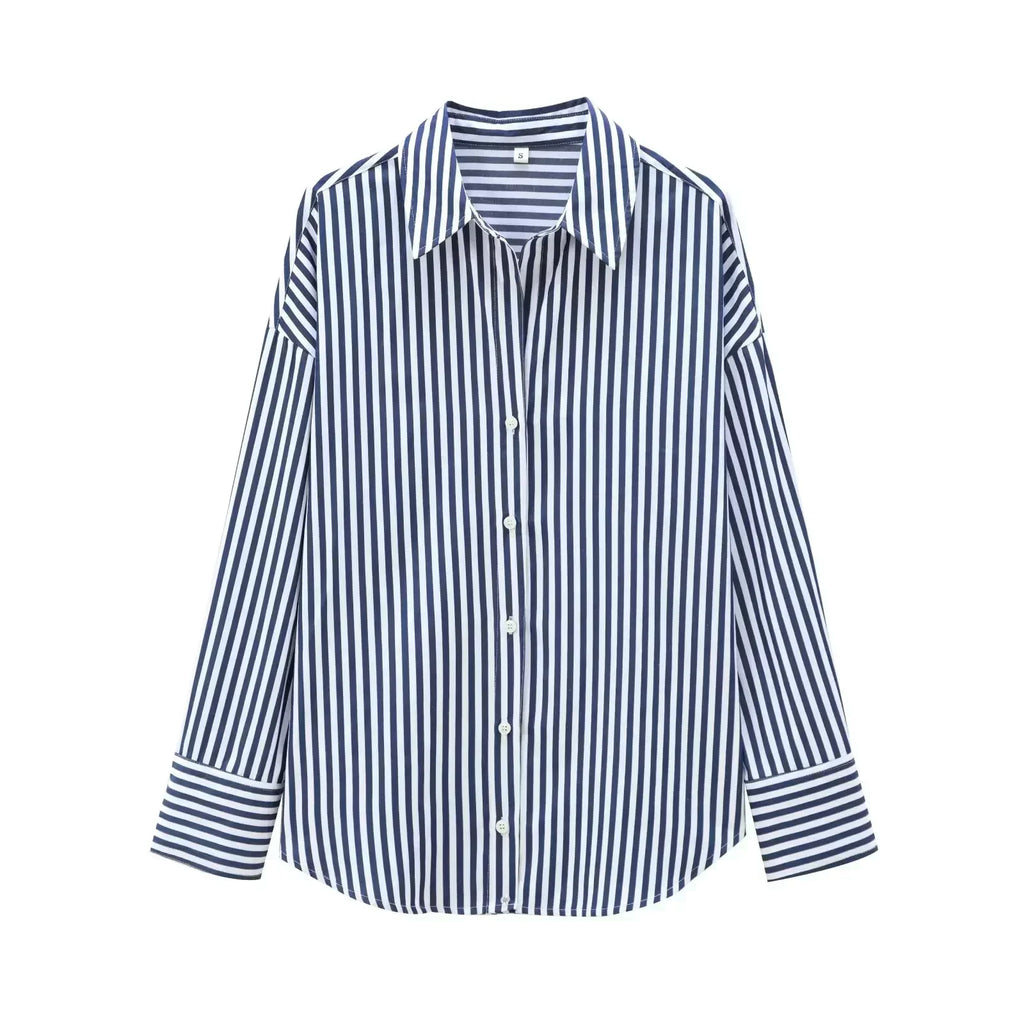 Women's 2024 New Fashion Loose Basic Style Casual Poplin Shirt Retro Long Sleeve Button up Women's Shirt Unique Top