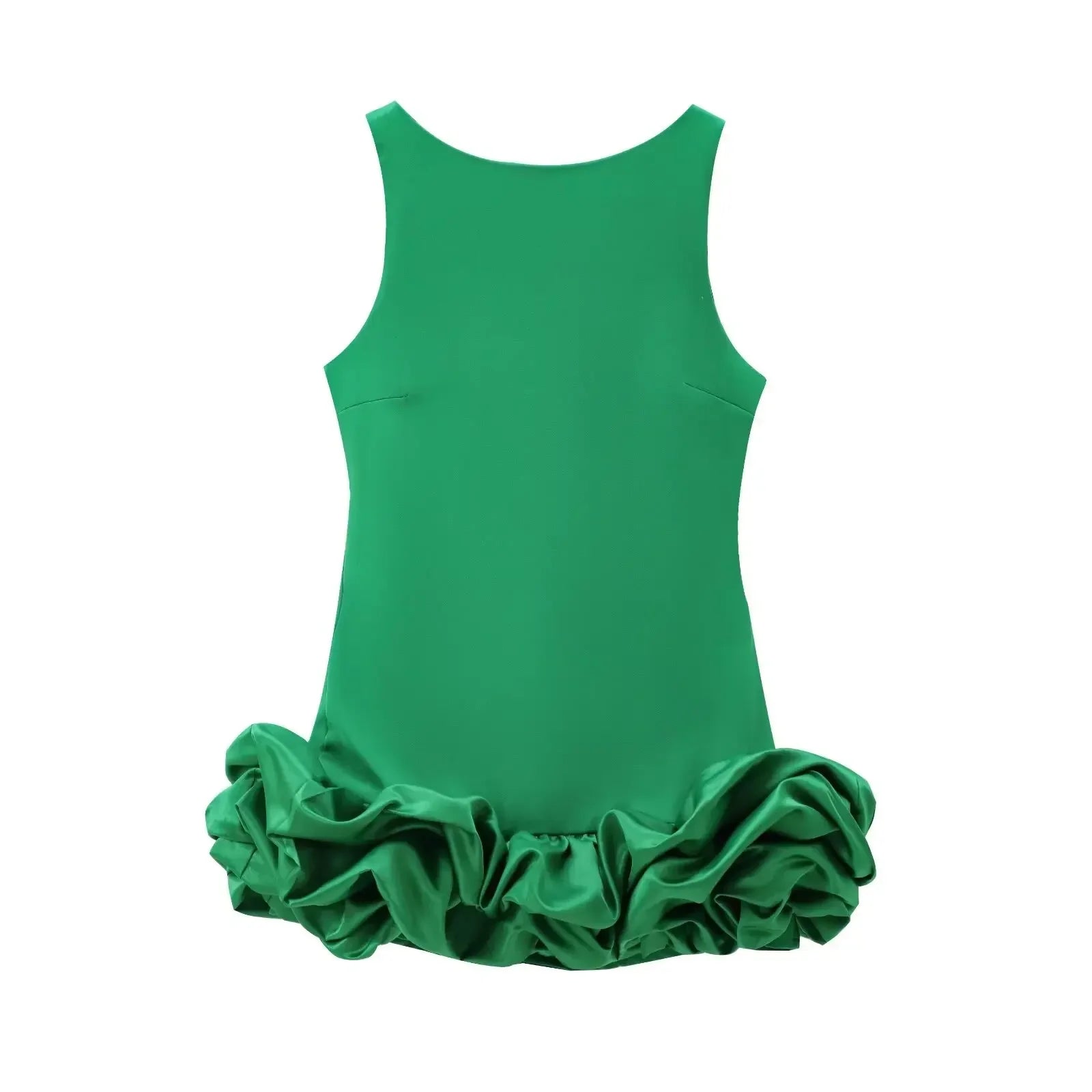Women's new fashion layered decoration hem solid slim backless mini dress retro sleeveless Wide Straps women's dress Mujer