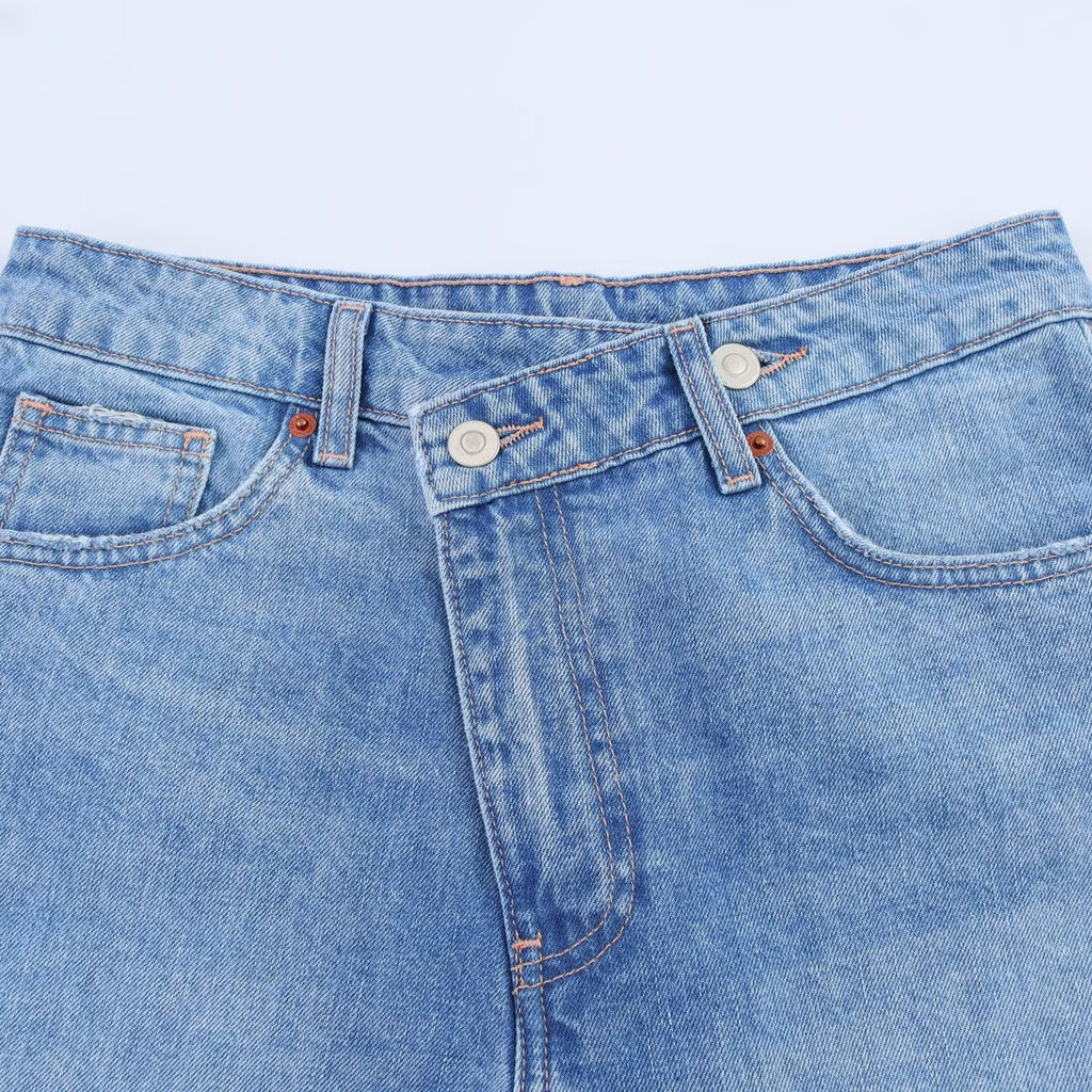 Women's new fashion cross waist design casual denim shorts