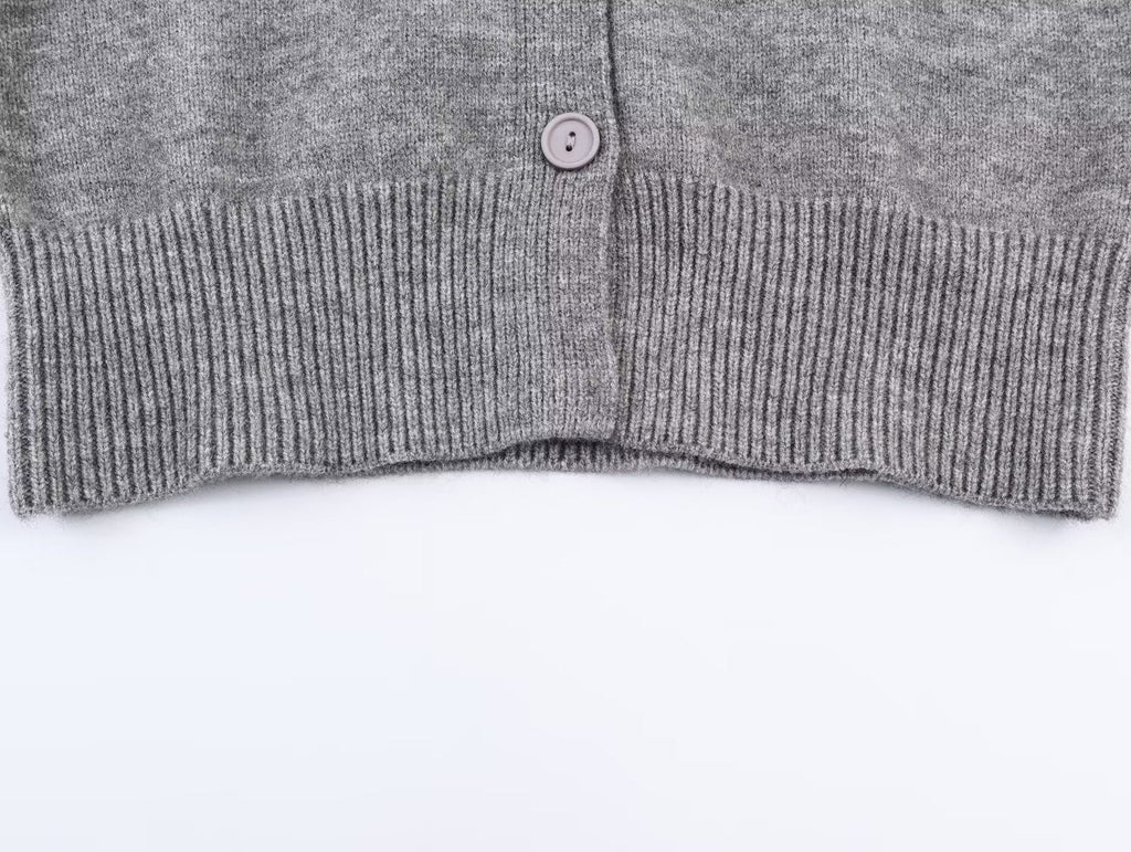 Women's soft textured round neck knitted Coat