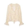Women's printed V-neck ruffle top