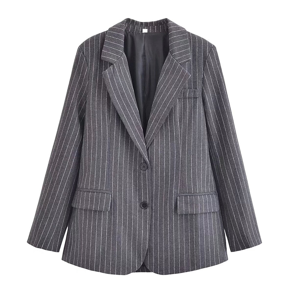 suit Women's 2 pieces Lapel fine stripe Blazer Coat+Skirts
