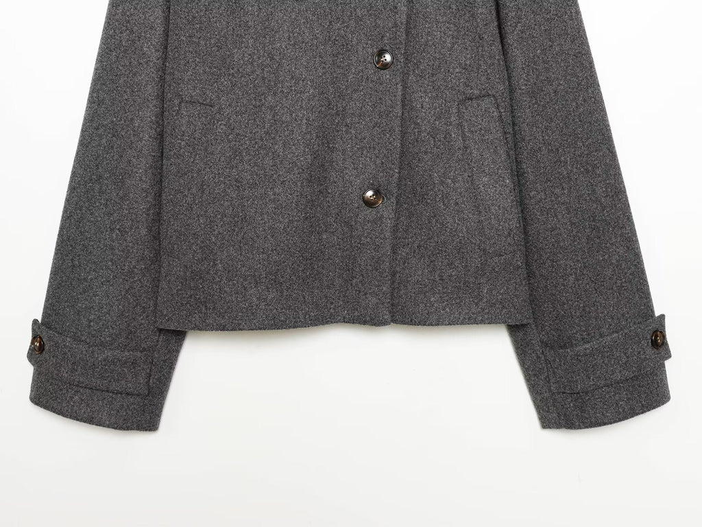 Women's new multi-color stand collar buttoned Coat