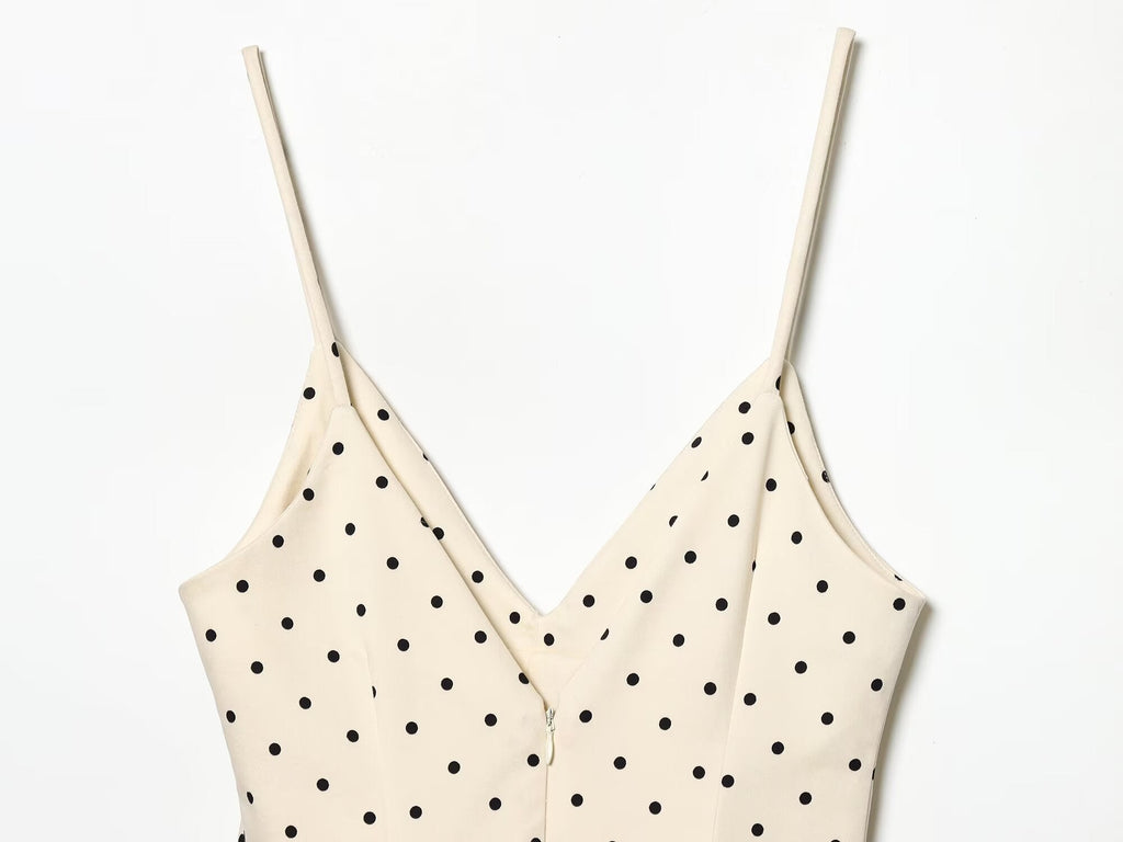 Women's short jumpsuit style polka dot dress