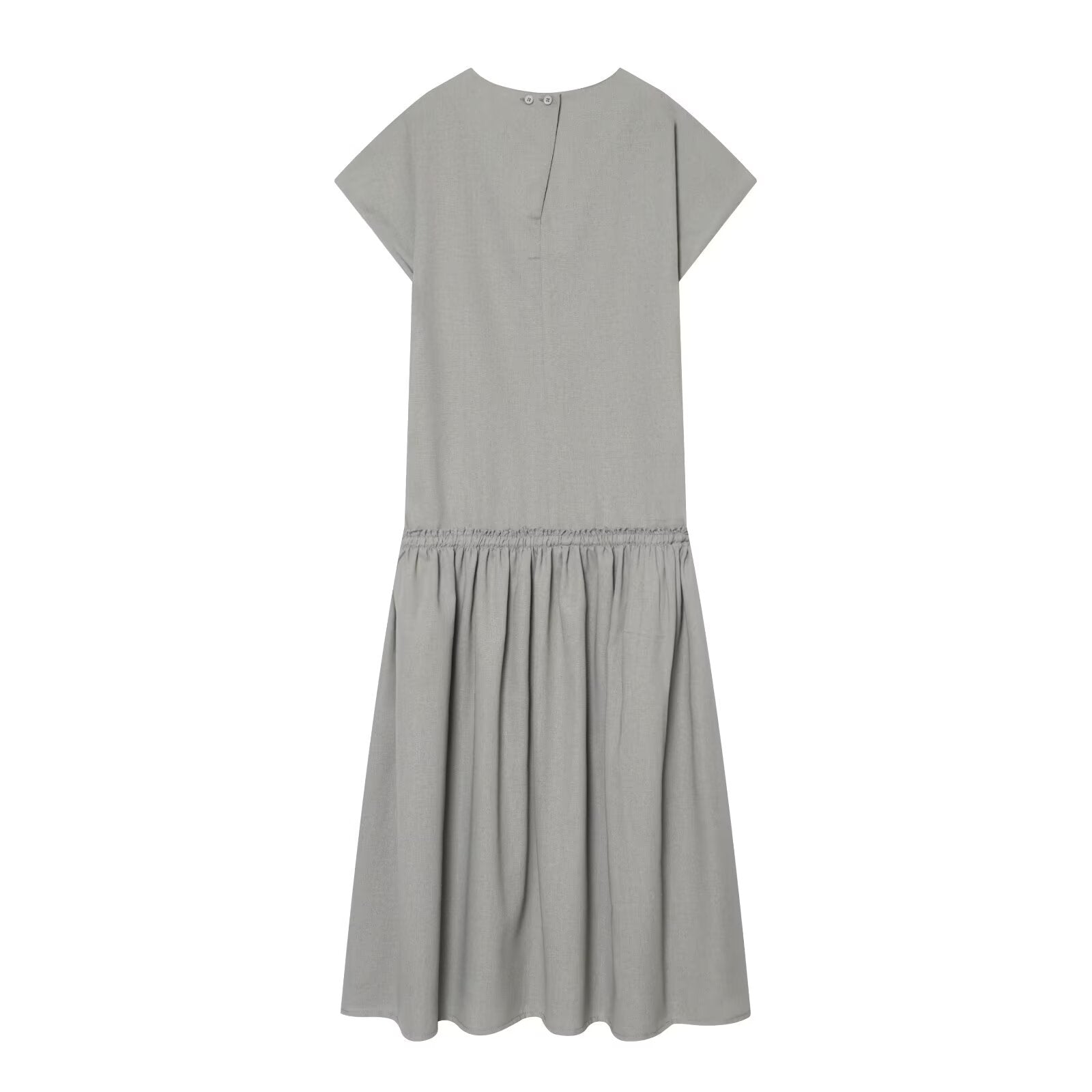 Women's O Neck linen blended MIDI dress