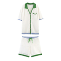 suit Women's 2 pieces hollow striped knitted Coat+Shorts