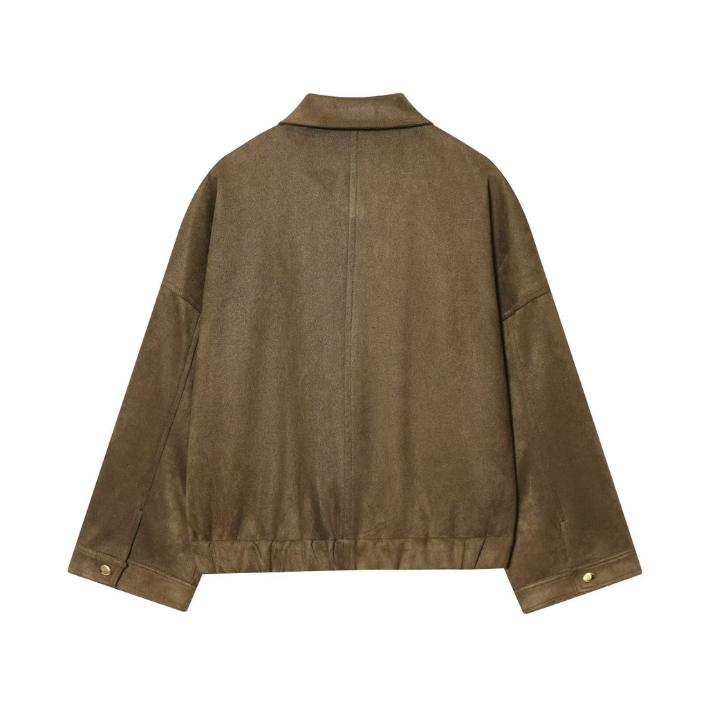 Women's new fashion suede texture effect lapel jacket Coat