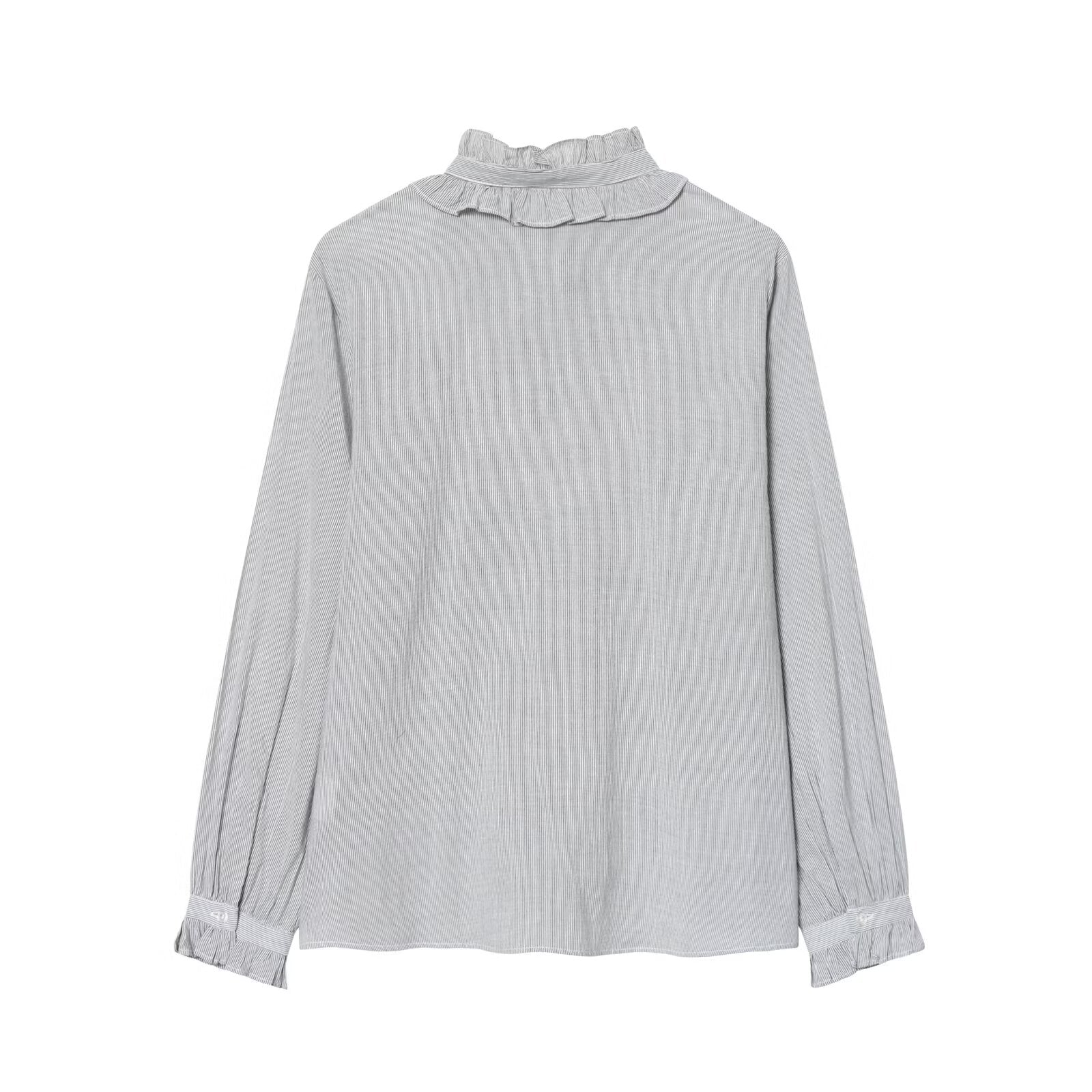 Women's bow decoration long sleeved striped top